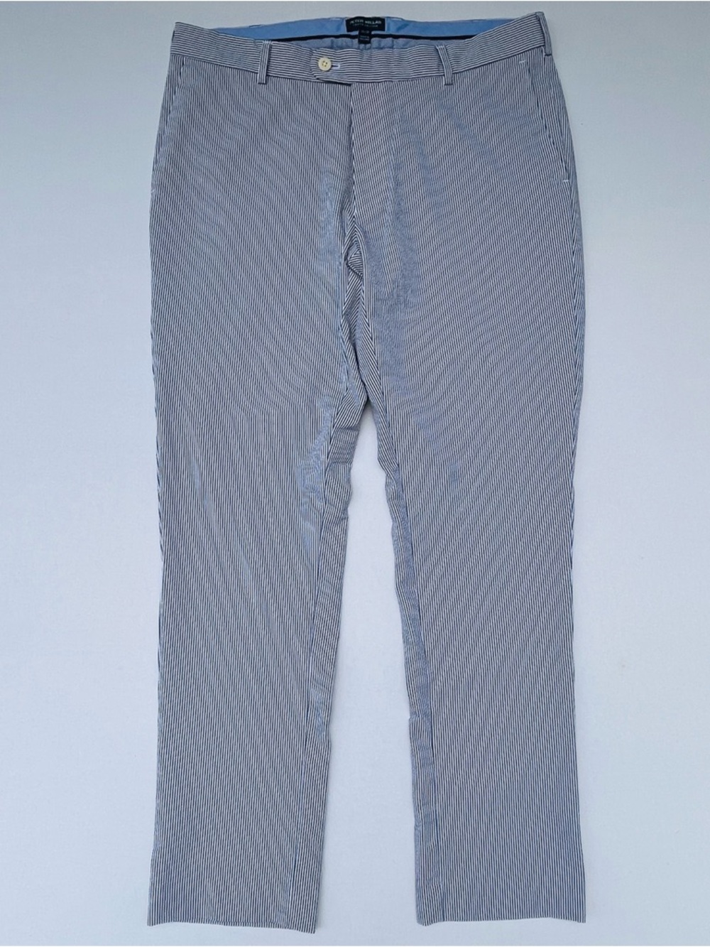 Peter Millar White/Grey Stripes Crown Crafted Seersucker Men’s Golf Pants 35/30